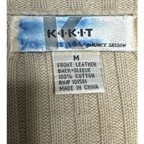Vintage Kikit by Maurice Sasson Leather Knit sweater zipper jacket 90s Western M - Picture 13 of 14
